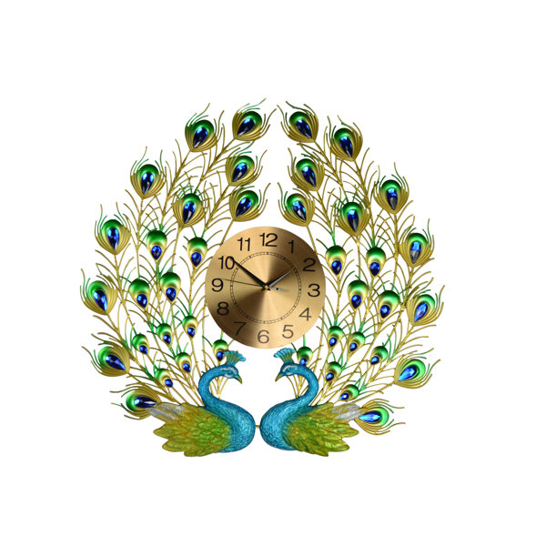 Three Star Large Peacock Wall Clock Living Room Wall Decoration… Wayfair Canada